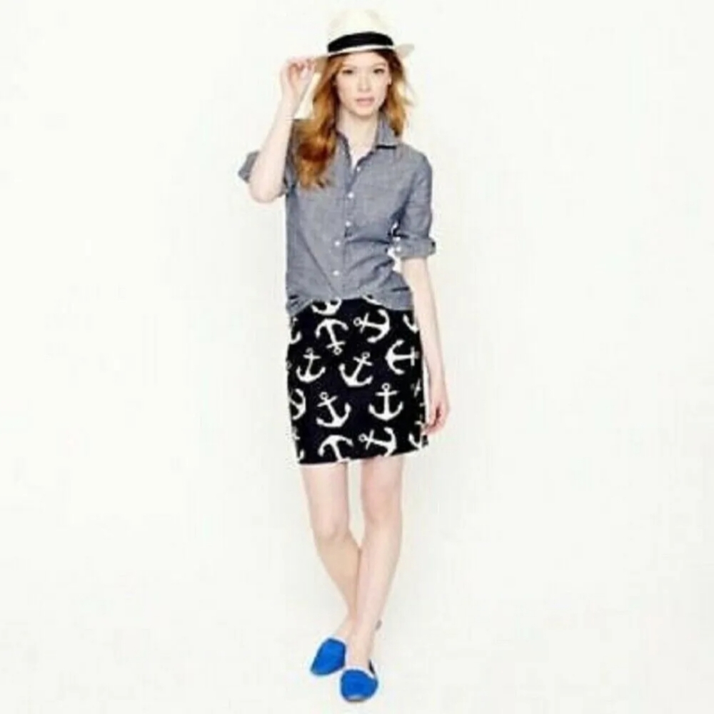 J Crew Nautical Navy Anchor Skirt NEW